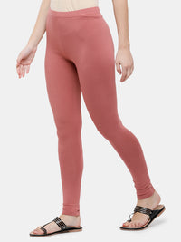 De Moza Ladies Ankle Length Leggings Solid Cotton Dark Peach