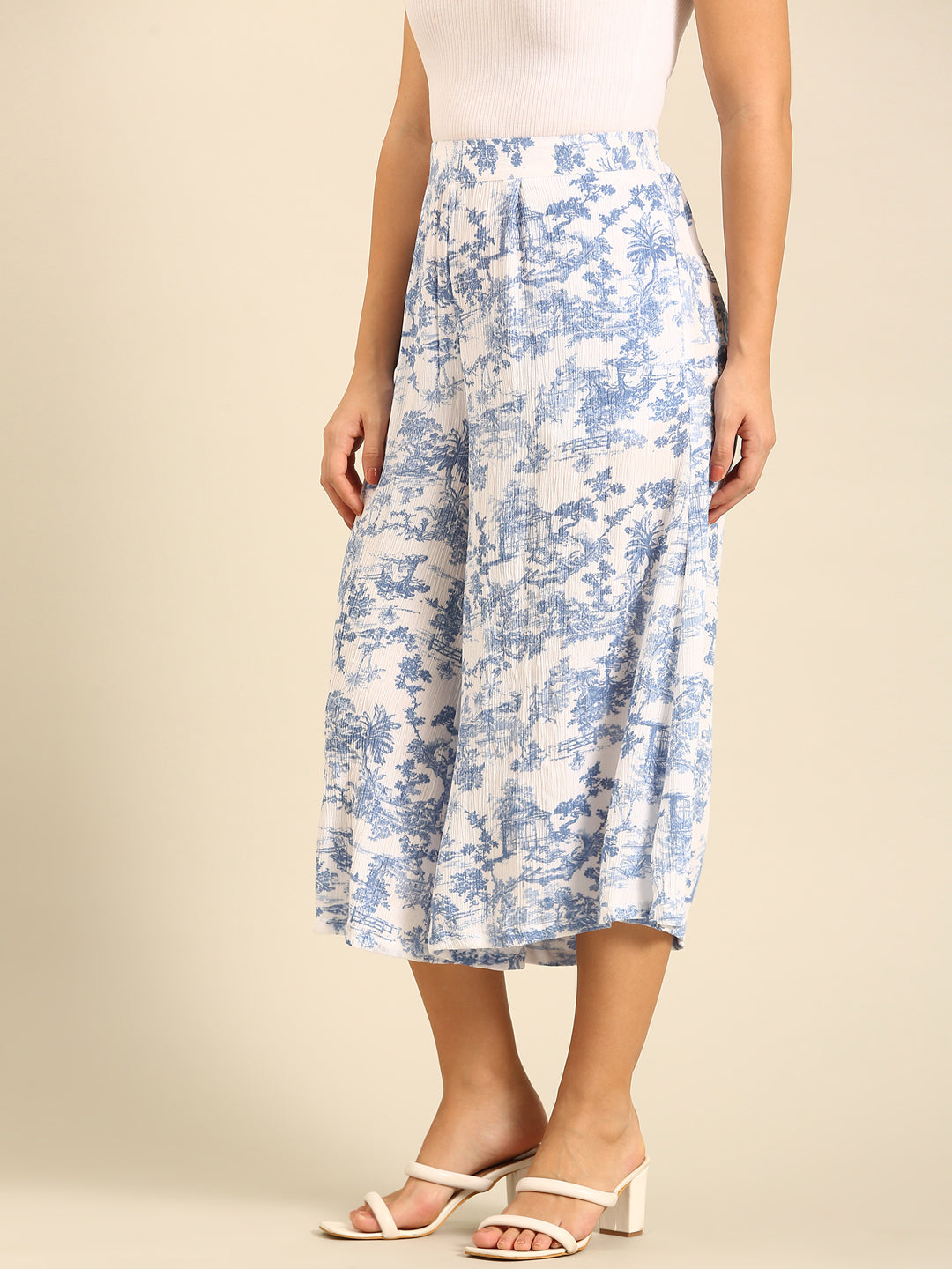 Printed Culottes-Powder Blue