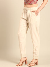 Straight Pant Embroidered-Natural