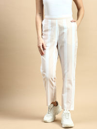 Straight Pant Striped-Beige - De Moza