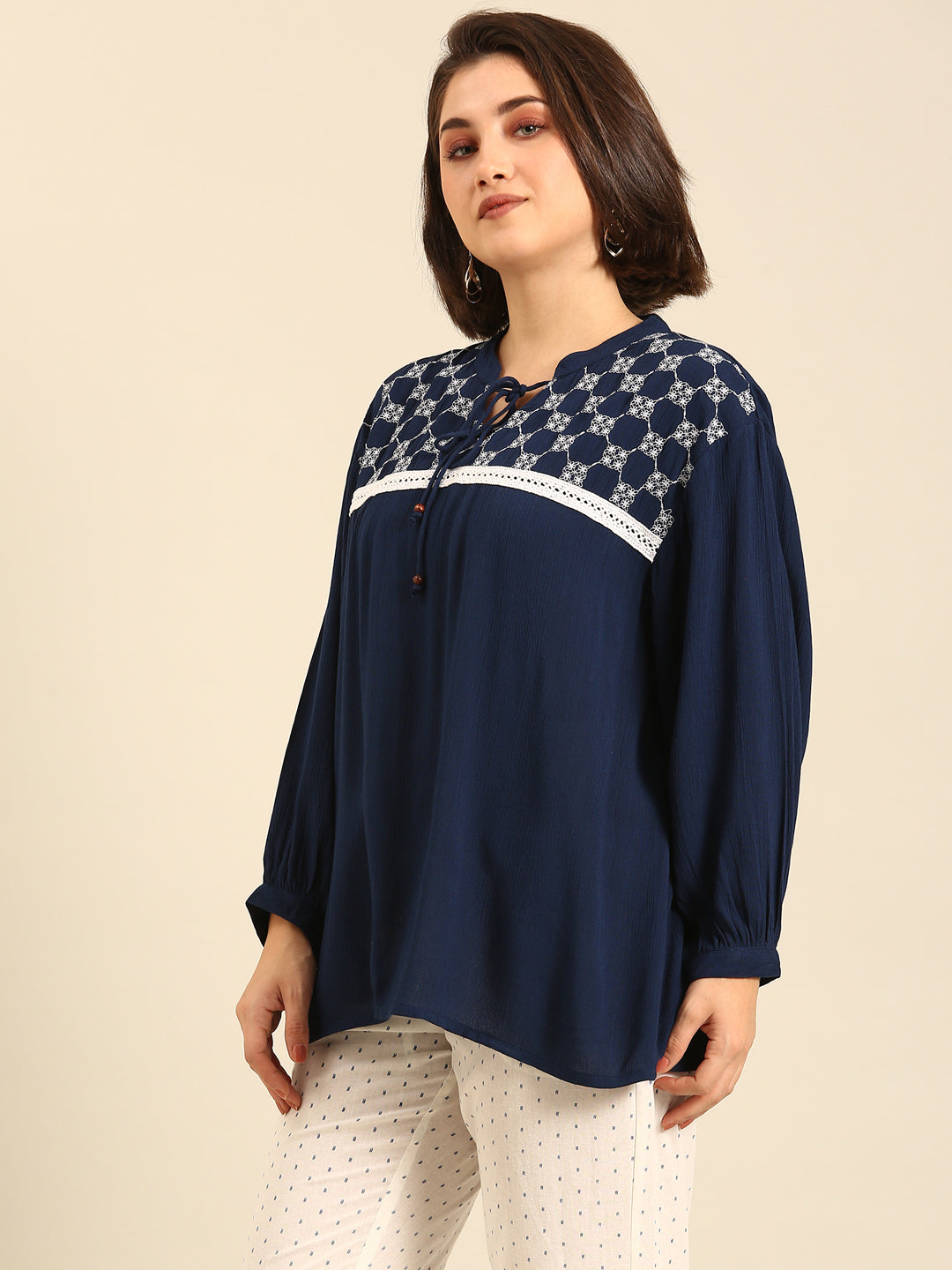 Top Embroidered-Indigo Blue