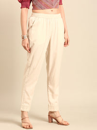 Straight Pant Embroidered-Natural