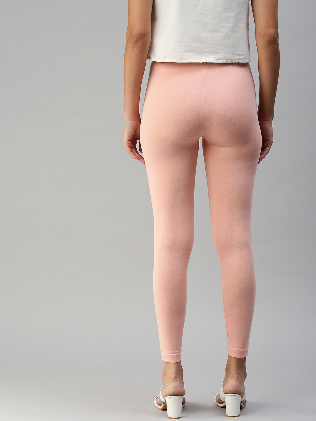 Ankle Length Leggings Cotton-Baby Pink - De Moza