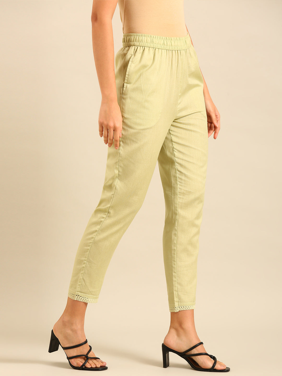 Cigarette Pants-Mint Green