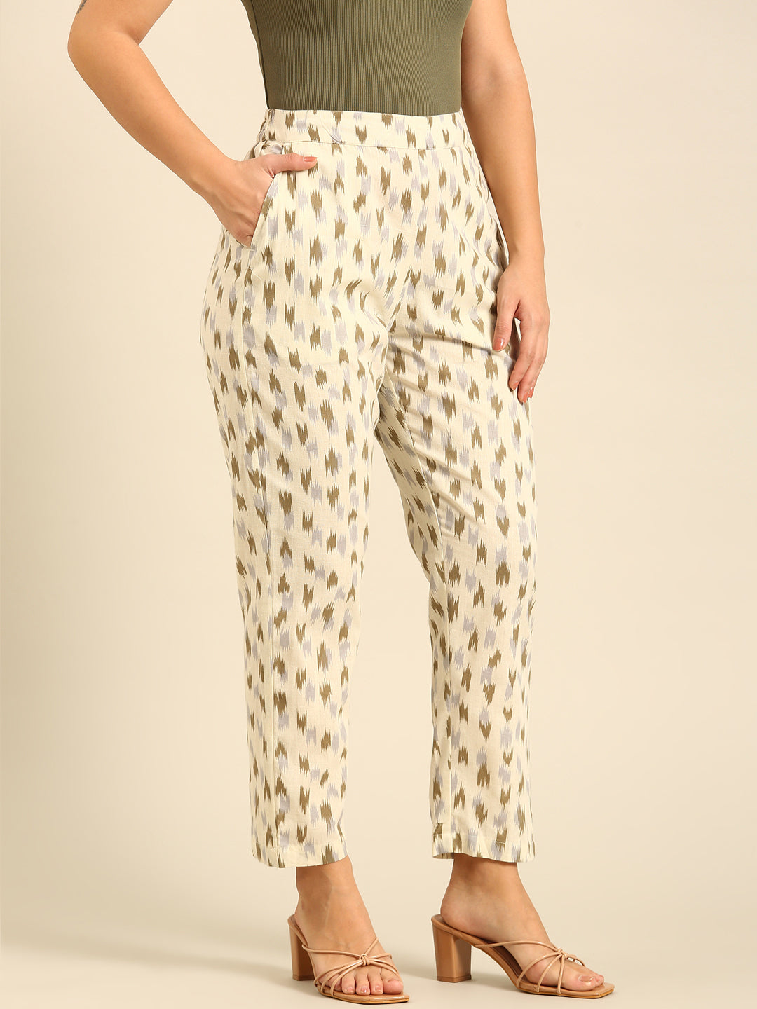 Printed Cigarette Pants-Offwhite