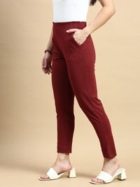 Super Stretch Kurti Pant-Maroon - De Moza