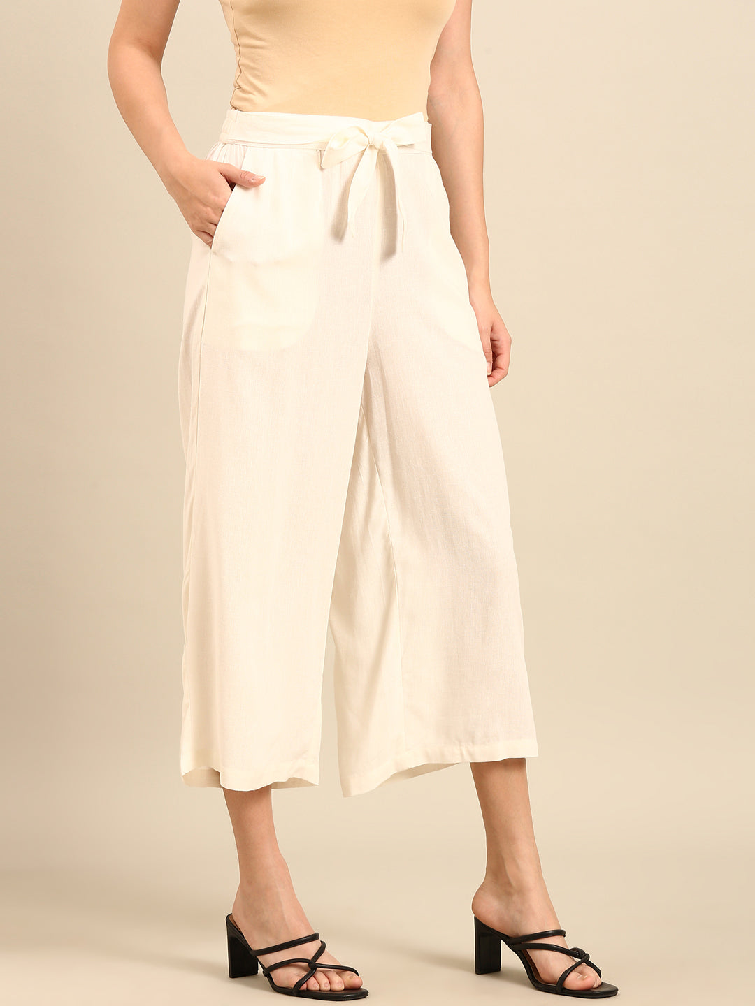 Tie Up Culottes-Natural