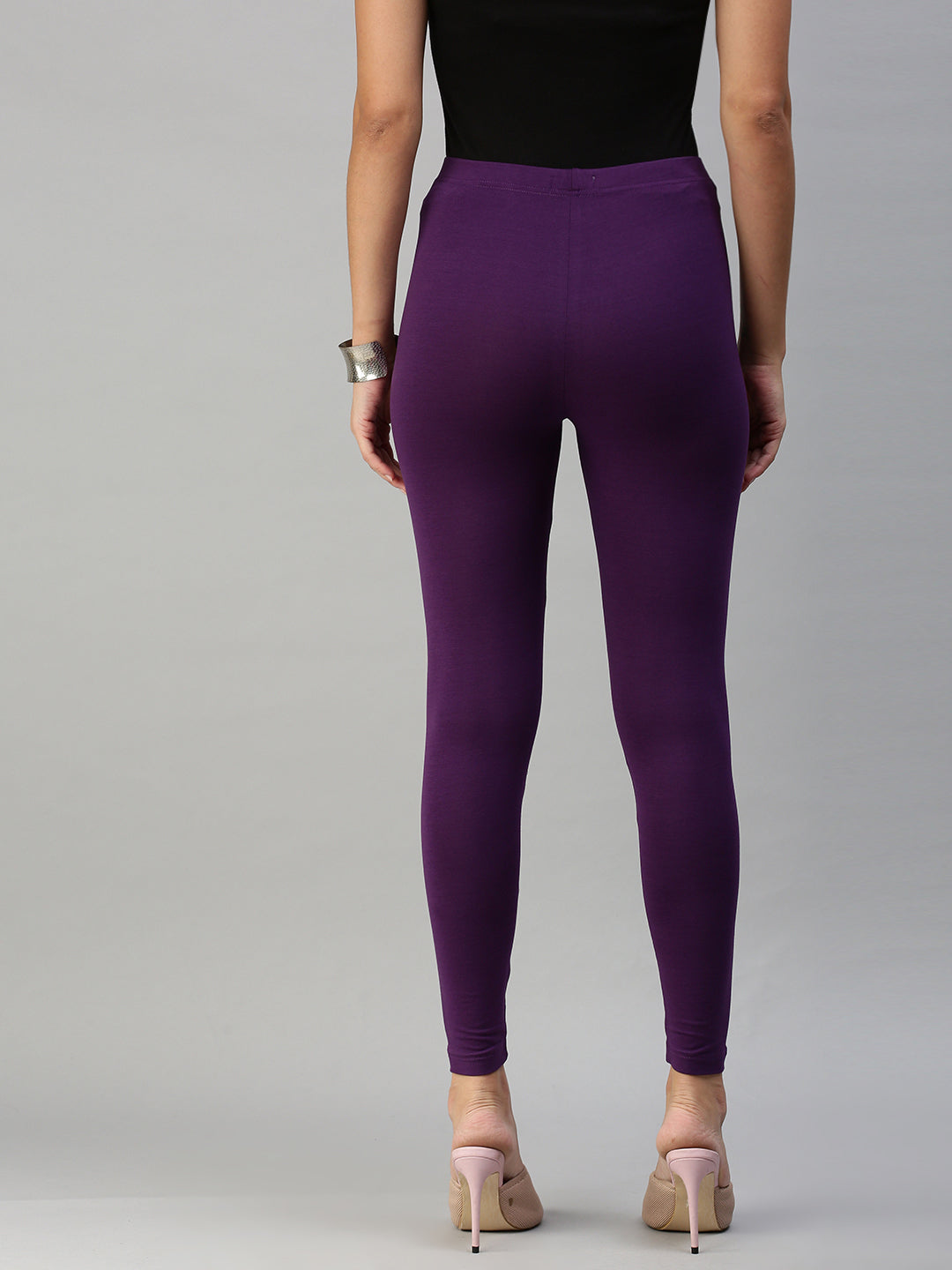 Ankle Length Leggings Cotton-Purple - De Moza