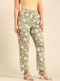 Printed Straight Pant-Mint Green