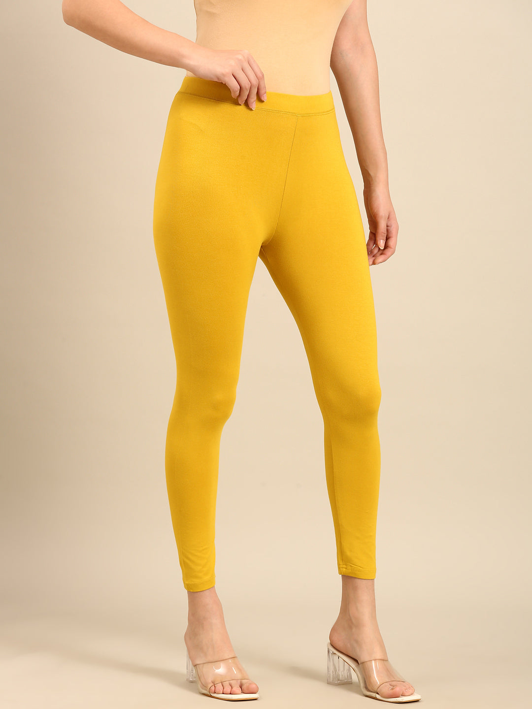 Ankle Length Leggings Viscose-Lime Yellow