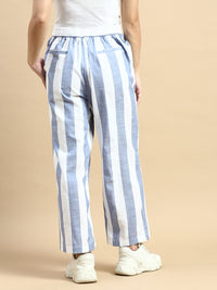 Co-Ord Set Striped (Shirt & Wide Leg Pant)-Blue