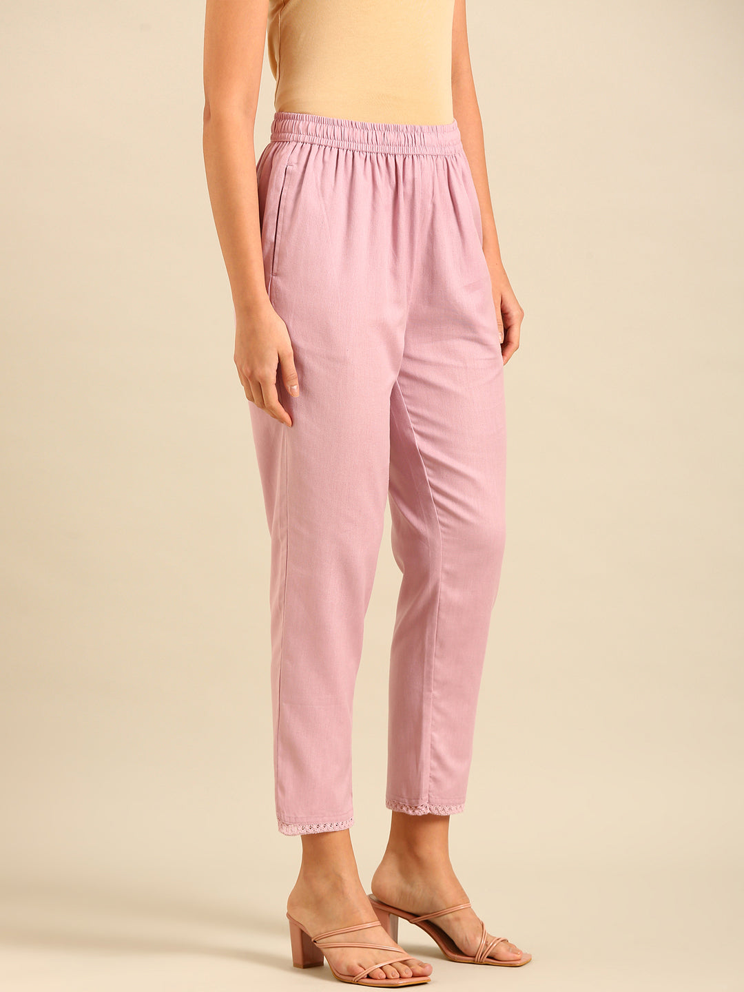 Cigarette Pants-Pink