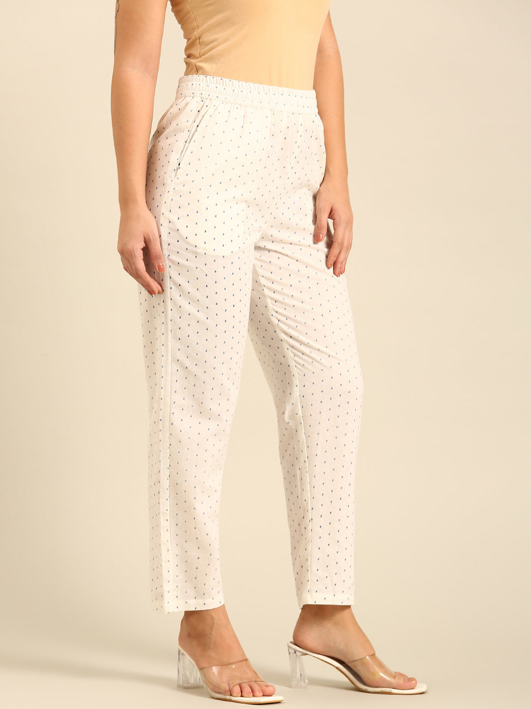 Printed Straight Pant-Offwhite