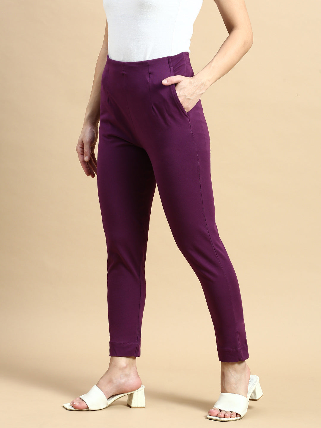 Super Stretch Kurti Pant-Dark Purple - De Moza