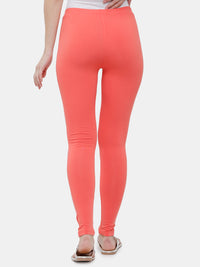 De Moza Ladies Ankle Length Leggings Solid  Cotton Light Coral