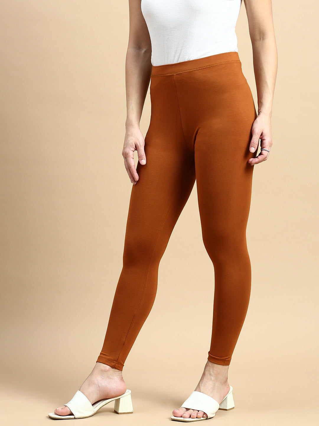 Ankle Length Leggings Viscose-Terracotta - De Moza