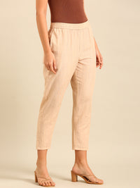 Printed Straight Pant-Beige