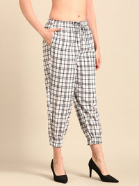 Harem Pant Checked-White