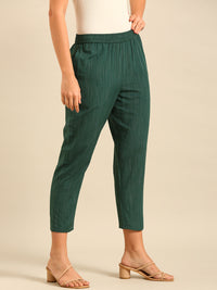 Printed Straight Pant-Bottle Green