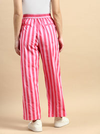 Co-Ord Set Striped (Shirt & Wide Leg Pant)-Pink