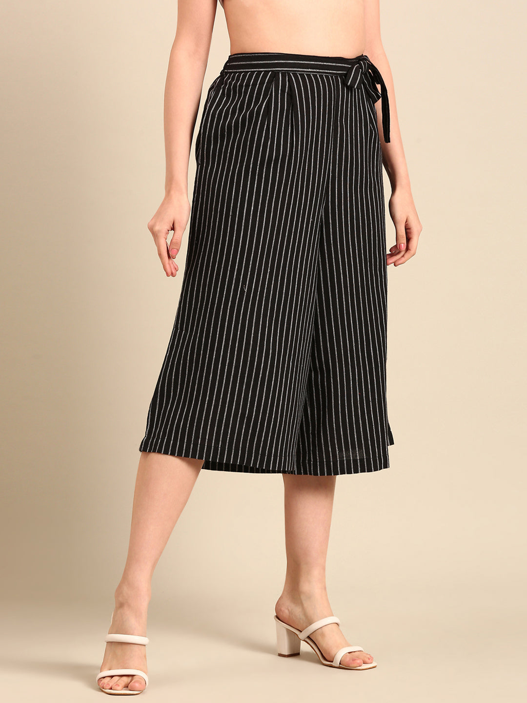 Culottes Stripped-Black