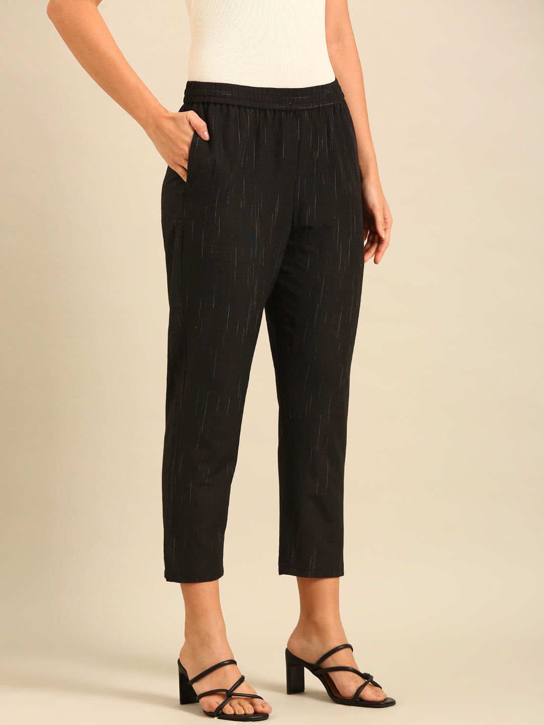 Printed Straight Pant-Black