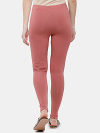 De Moza Ladies Ankle Length Leggings Solid Cotton Dark Peach