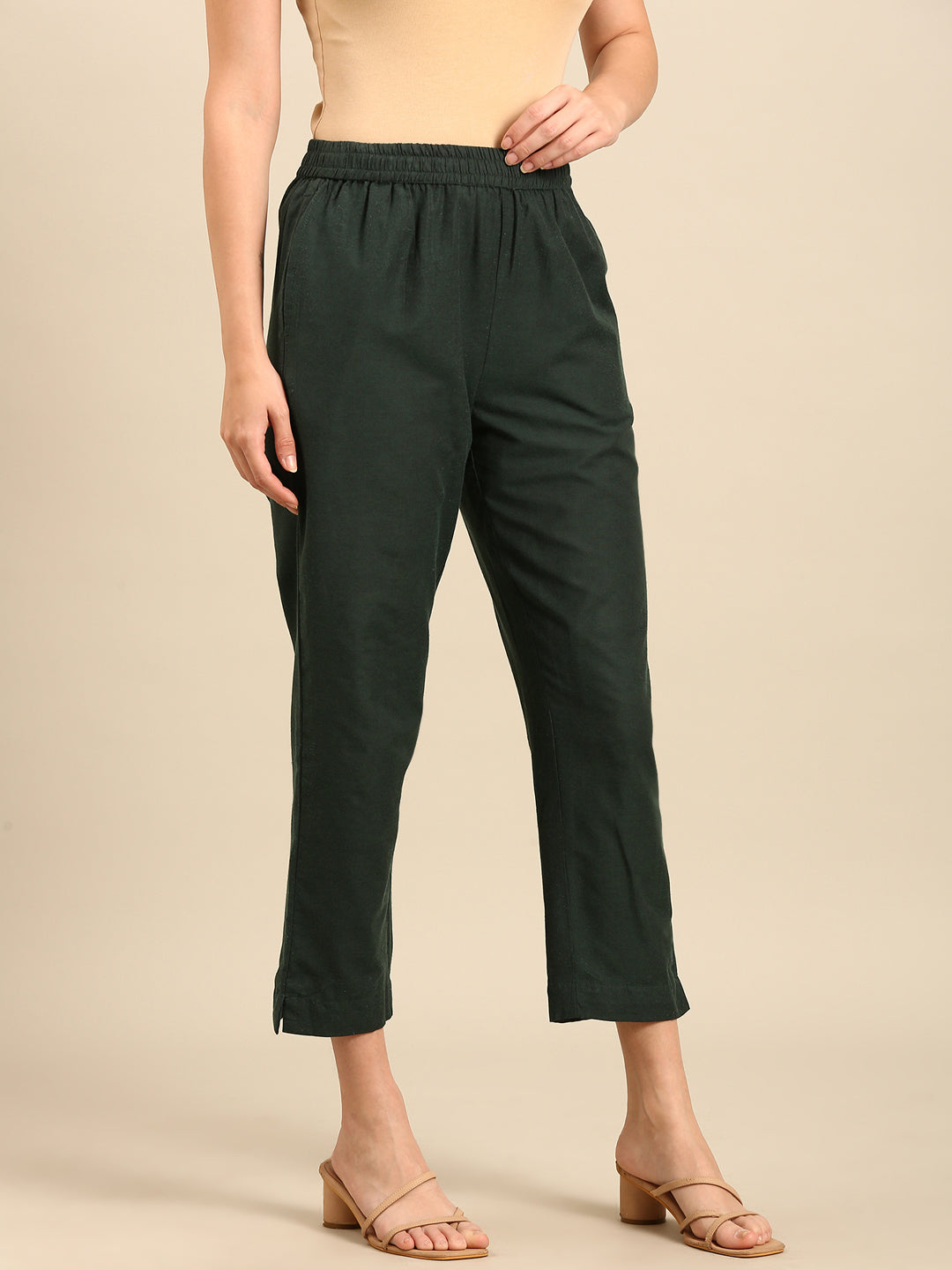 Cigarette Pants-Green