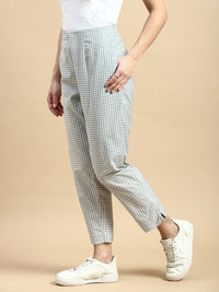 Straight Pant Checked-Grey - De Moza