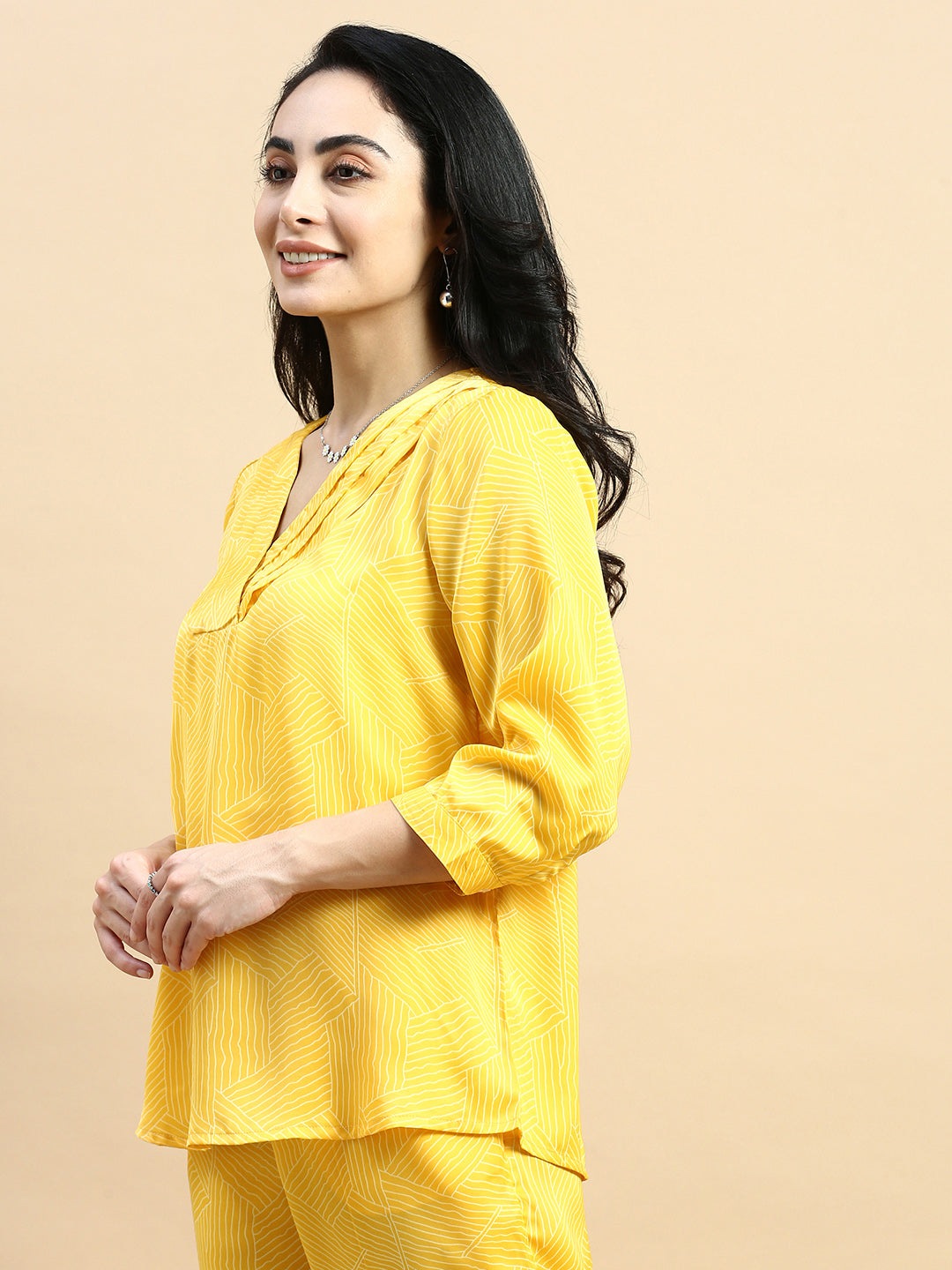 Co-Ord Set (Tunic Top & Palazzo)-Yellow