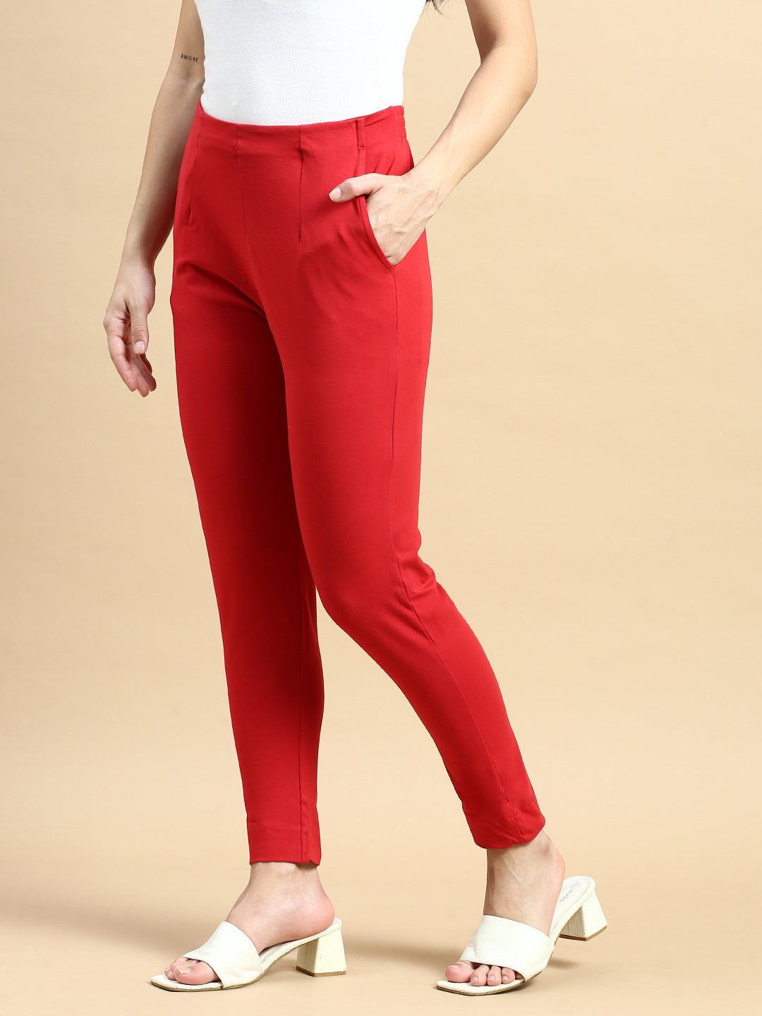 Super Stretch Kurti Pant-True Red - De Moza