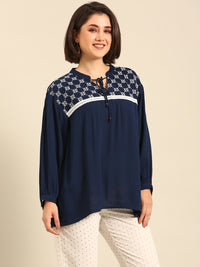 Top Embroidered-Indigo Blue