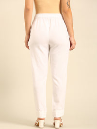 Cigarette Pant Embroidered-White