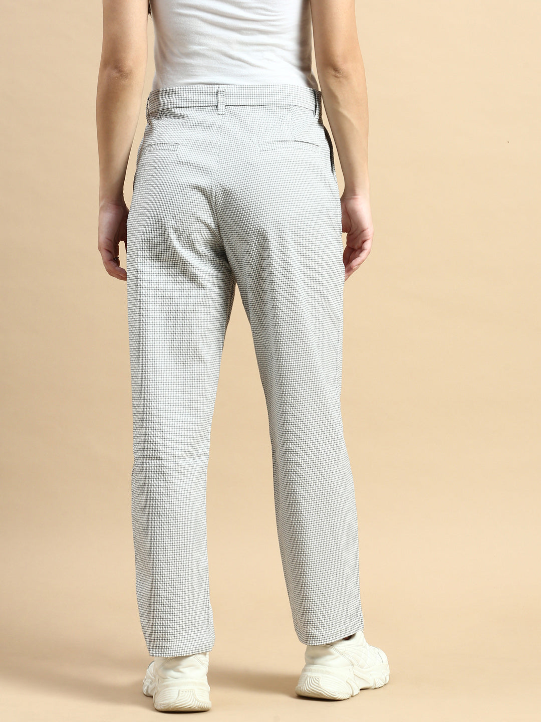 Formal Pants Checked-White - De Moza