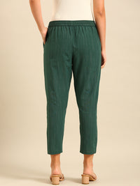 Printed Straight Pant-Bottle Green