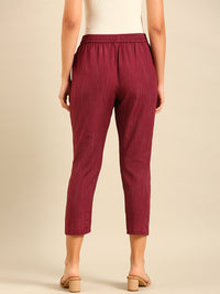 Printed Straight Pant-Wine