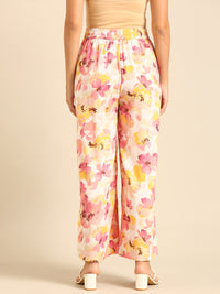 Co-Ord Set Floral Print (Casual Top & Palazzo)-Pink