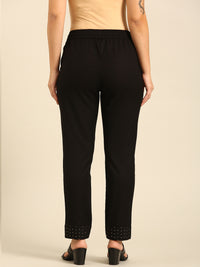 Cigarette Pant Embroidered-Black