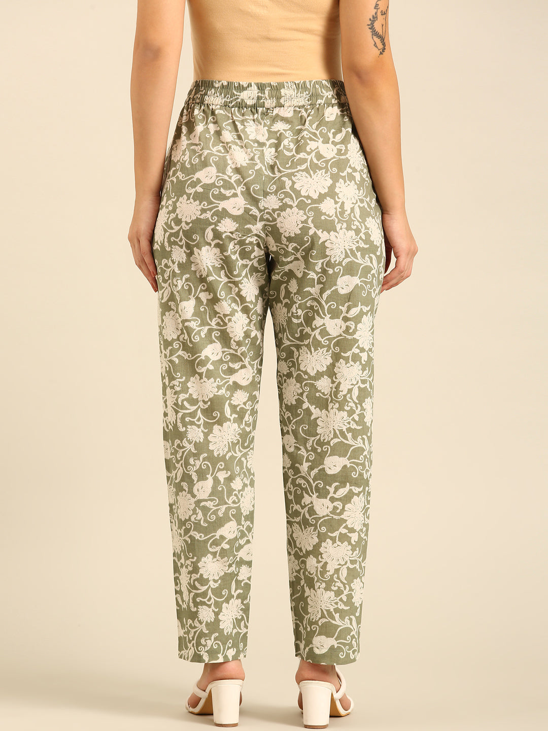 Printed Straight Pant-Mint Green