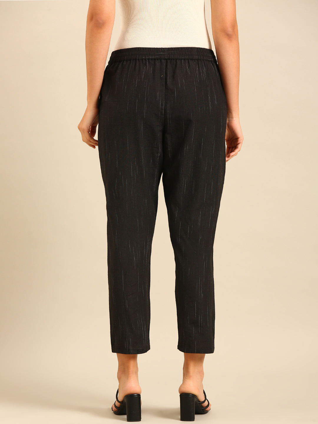 Printed Straight Pant-Black