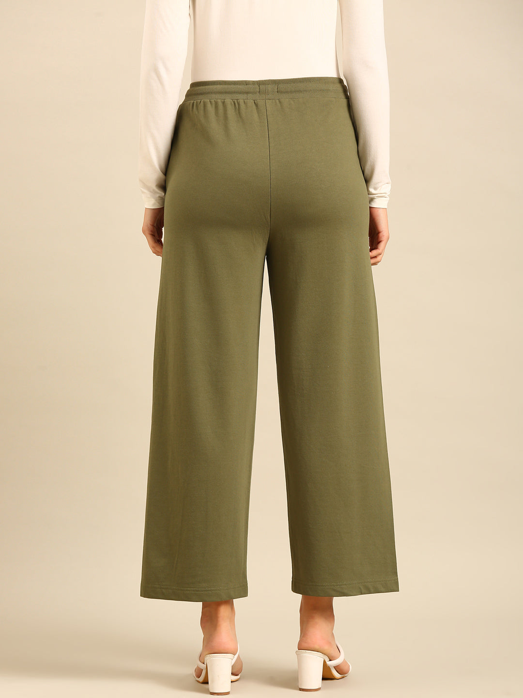 Wide Leg Casual Pant-Olive Green