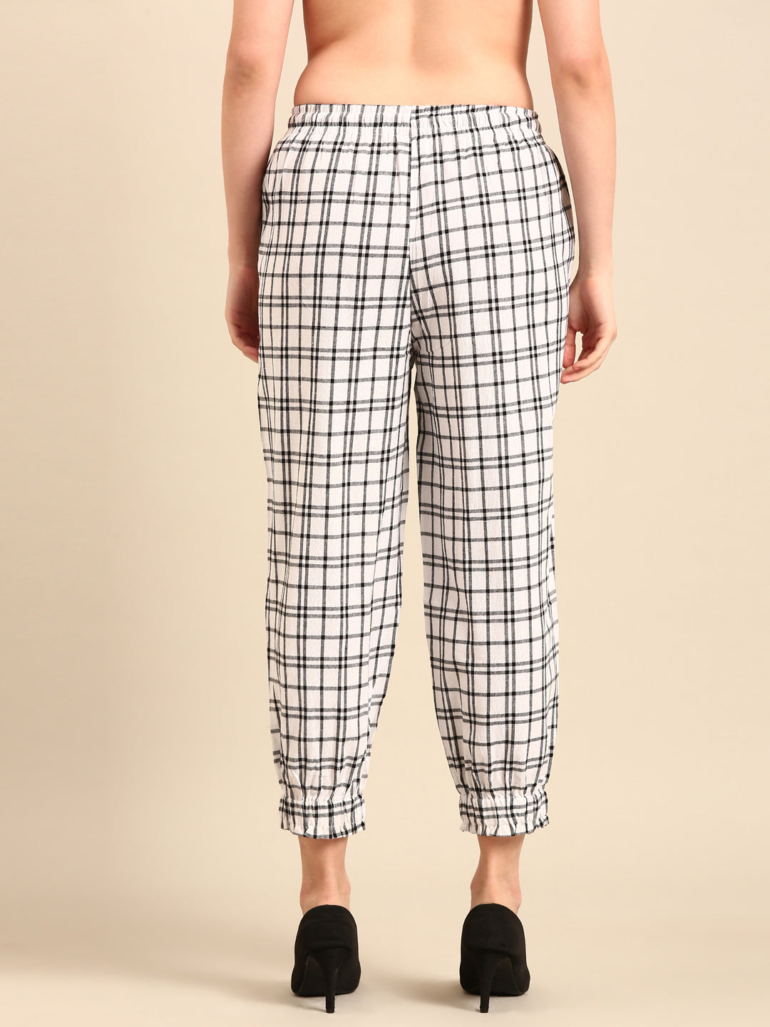 Harem Pant Checked-White