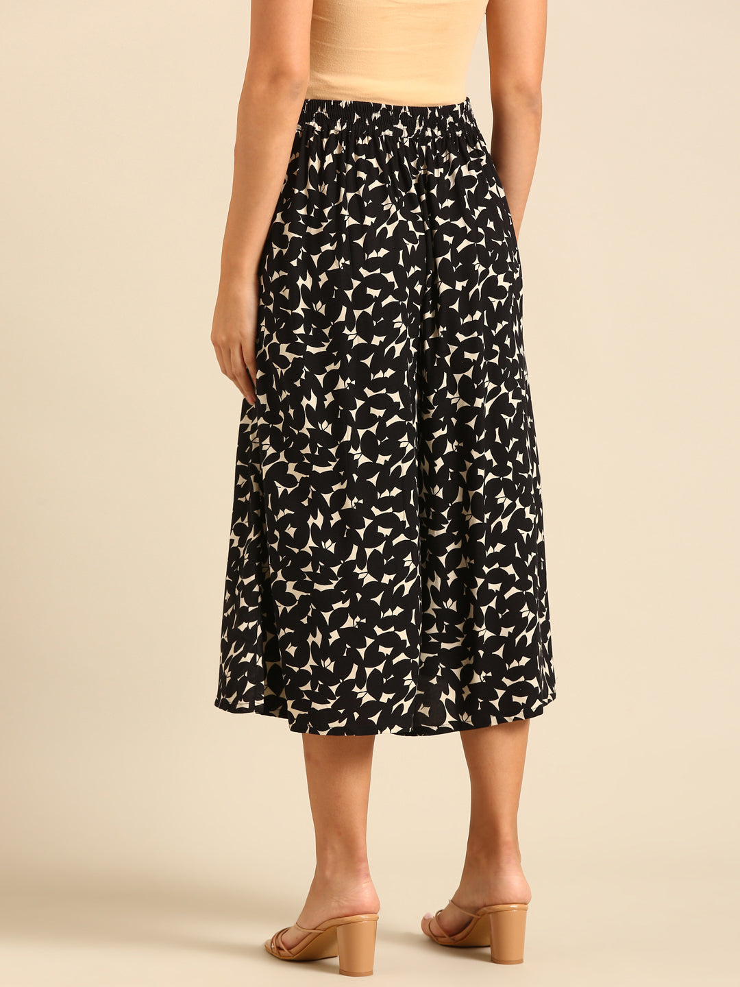 Culottes All Over Print-Black