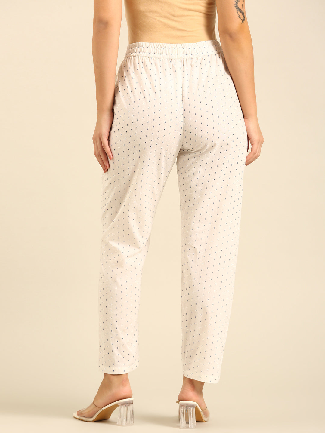 Printed Straight Pant-Offwhite