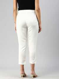 De Moza Women Cigarette Pants Offwhite