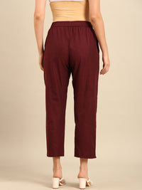 Cigarette Pants-Maroon