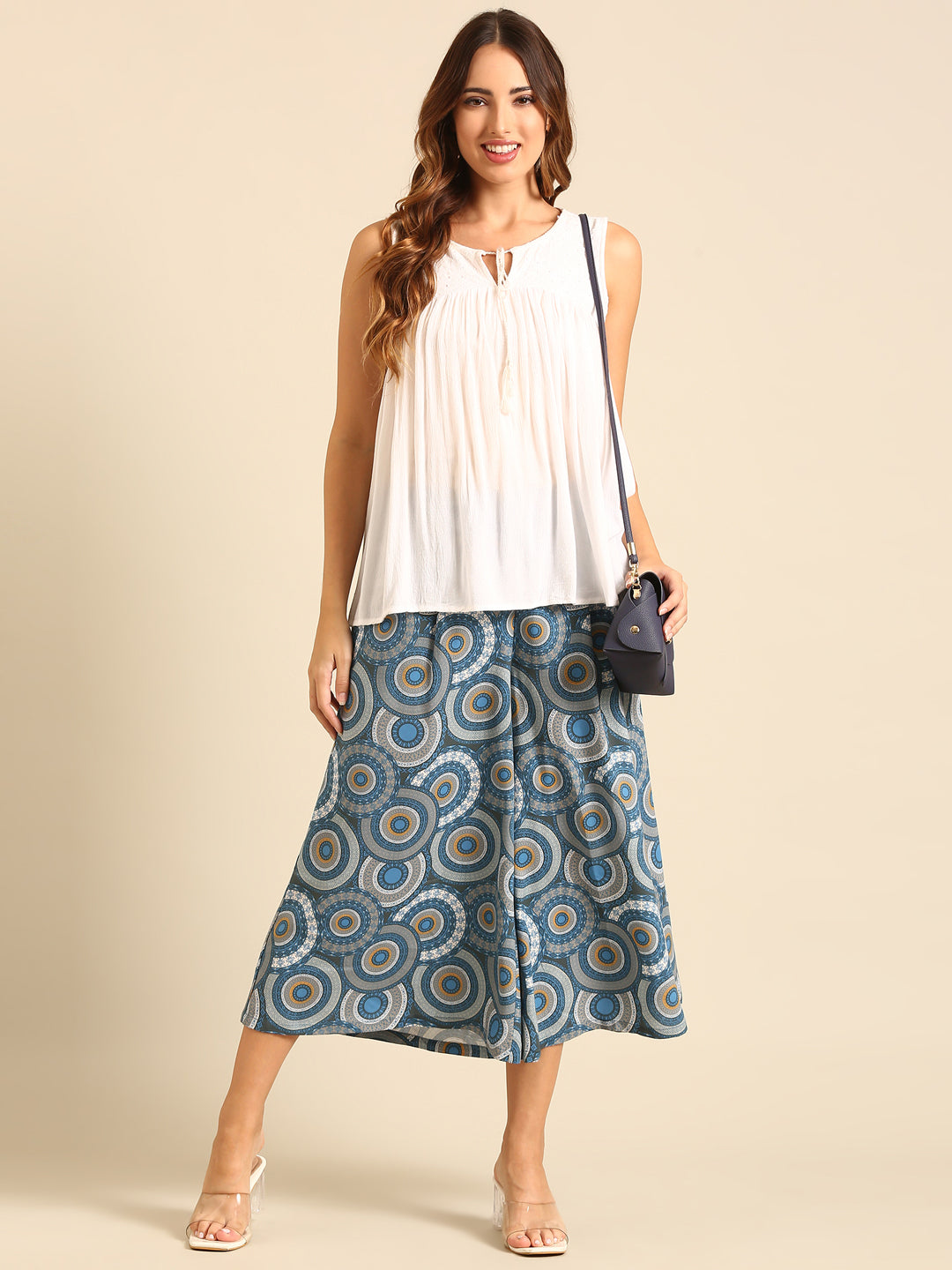 Printed Culottes-Blue