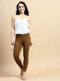 Ankle Length Leggings Viscose-Brown Oak - De Moza