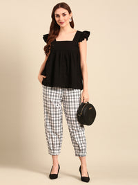 Harem Pant Checked-White