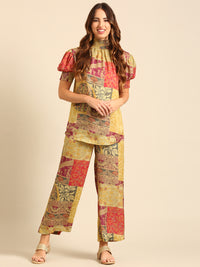 Co-Ord Set (Casual Top & Palazzo)-Multi